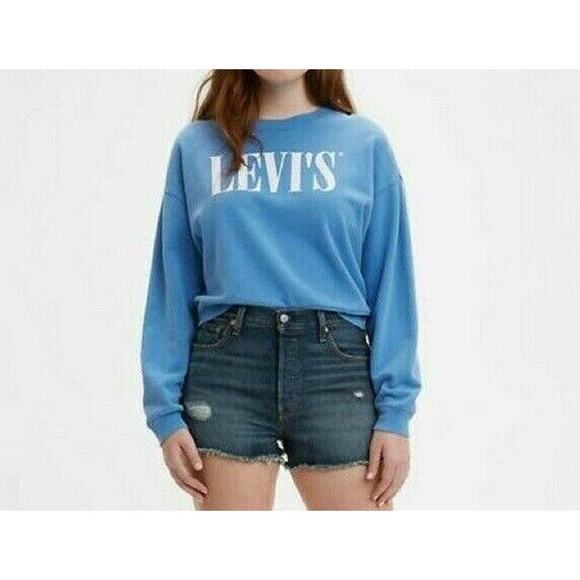 Levis Premium 501 Red Tab Denim Women 14 High Rise Button Fly Cut Off Summer NWT - Picture 2 of 7